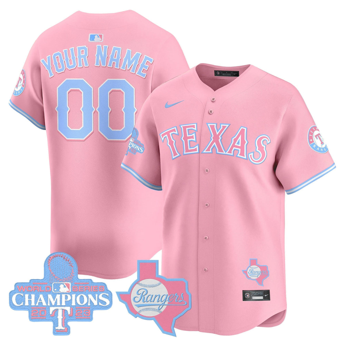 Texas Rangers Bubblegum Pink Vapor Premier Limited Custom Jersey All Stitched