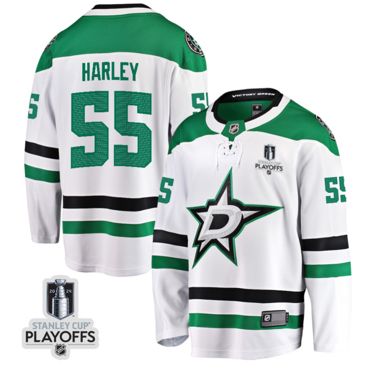 Thomas Harley 55 Dallas Stars 2024 NHL Playoffs Patch Away Breakaway Jersey Me
