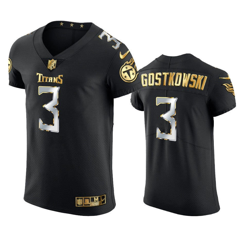 Titans Stephen Gostkowski Golden Edition Black Vapor Elite Jersey