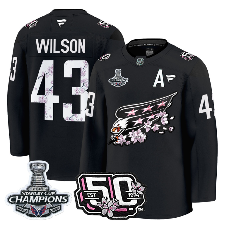 Tom Wilson Jersey #43 Washington Capitals 50th 2018 Stanley Cup Champions Patch