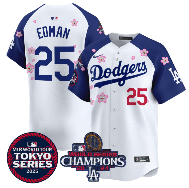 Tommy Edman Jersey #25 Dodgers Tokyo Series 2025 World Series Champions Patch Al