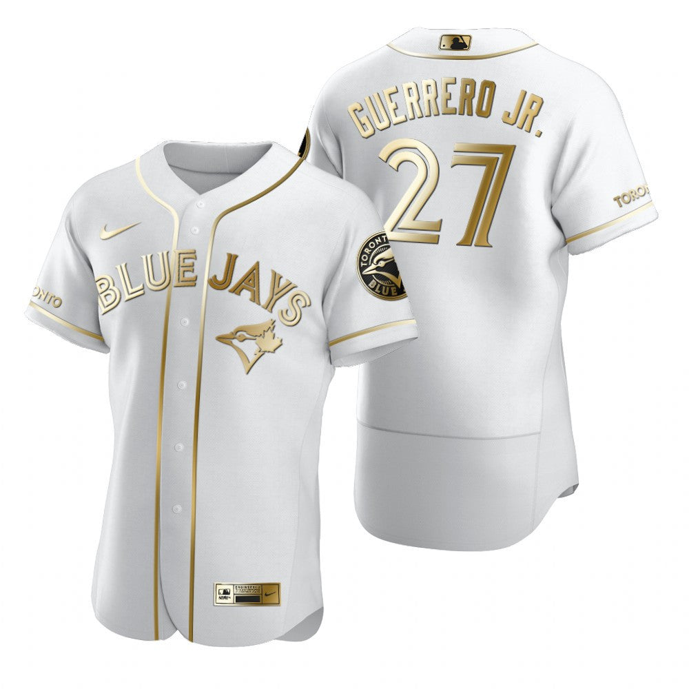 Toronto Blue Jays 27 Vladimir Guerrero Mlb Golden Brandedition White Jersey Gift For Blue Jays Fans