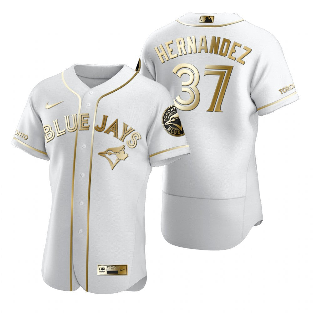 Toronto Blue Jays 37 Teoscar Hernandez Mlb Golden Brandedition White Jersey Gift For Blue Jays Fans