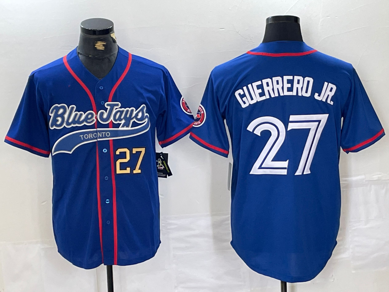 Toronto Blue Jays #27 Vladimir Guerrero Jr Blue Cool Base Stitched Baseball Jers