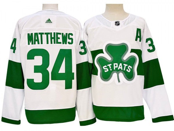 Toronto Maple Leafs #34 Auston Matthews St. Patricks Alternate Jersey White
