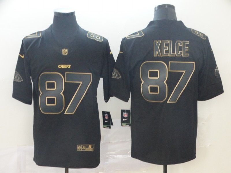 Travis Kelce 87 Kansas City Chiefs Nfl Explosion Legendary Gold Black Jersey