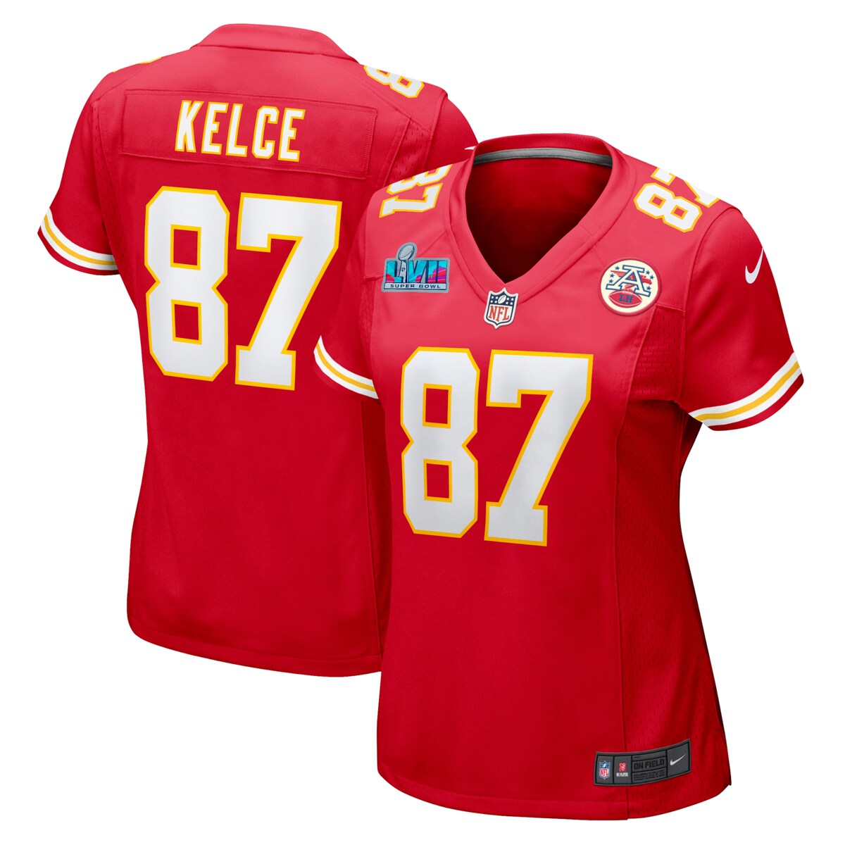 Travis Kelce Kansas City Chiefs Nike Womens Super Bowl Lvii Patch Game Jersey Red
