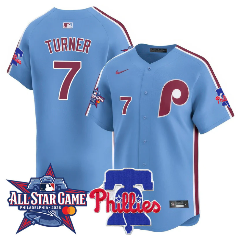 Trea Turner Jersey #7 Philadelphia Phillies 2026 MLB All-Star Light Blue