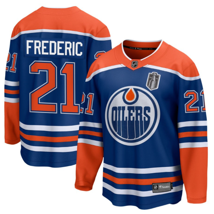 Trent Frederic 21 Edmonton Oilers 2025 Stanley Cup Final Home Breakaway Men Jers