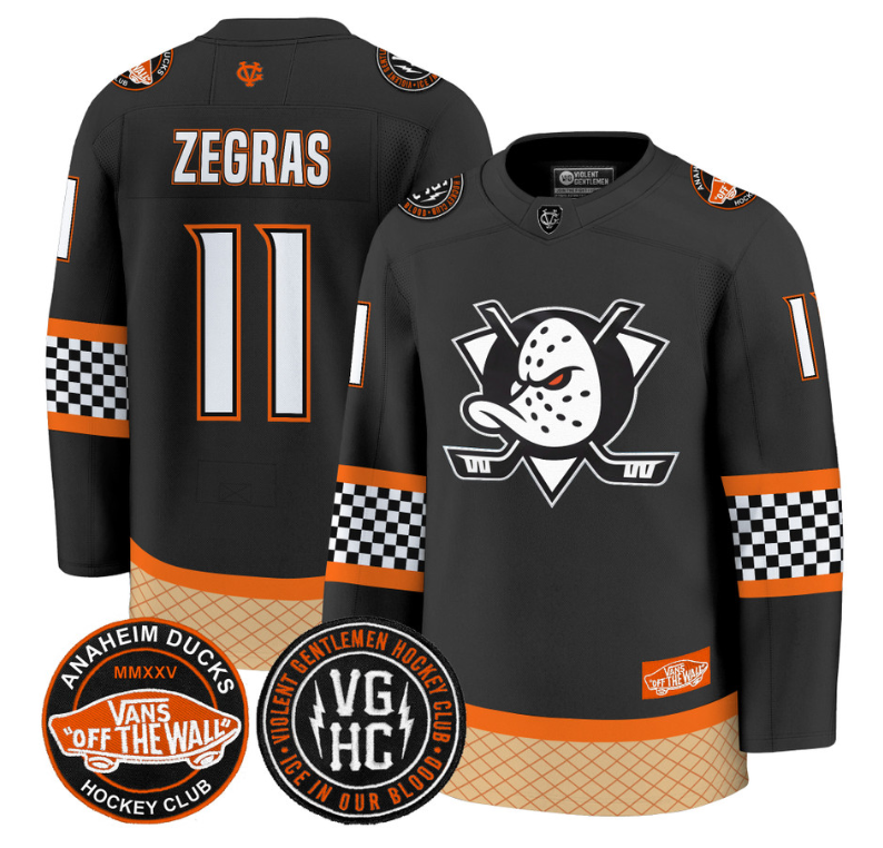 Trevor Zegras Jersey #11 Anaheim Ducks Checkerboard 2025 Premium Stitched Black