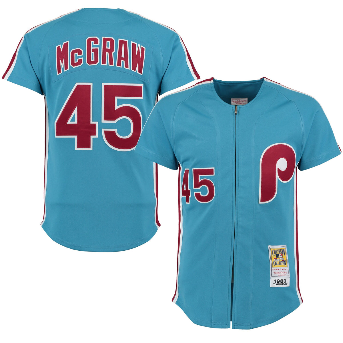 Tug Mcgraw Philadelphia Phillies Mitchell Ness 1980 Throwback Player Jersey Light Blue