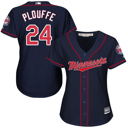 Twins 24 Trevor Plouffe Navy Blue Alternate Womens Stitched Baseball Jersey
