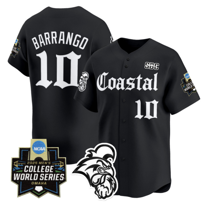 Ty Barrango Jersey #10 Coastal Carolina 2025 World Series Gothic Edition Black