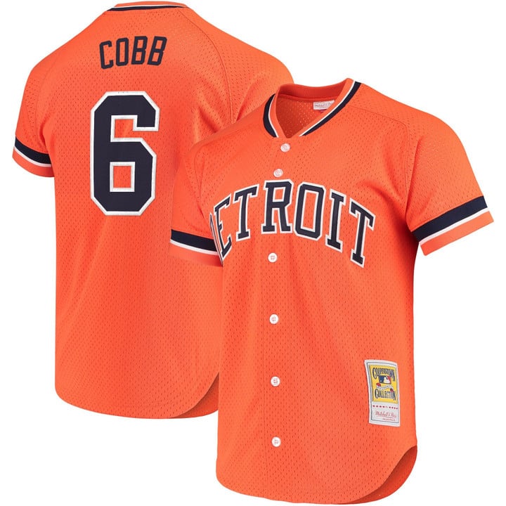 Ty Cobb Jersey #6 Detroit Tigers Throwback Cooperstown Stitched Orange