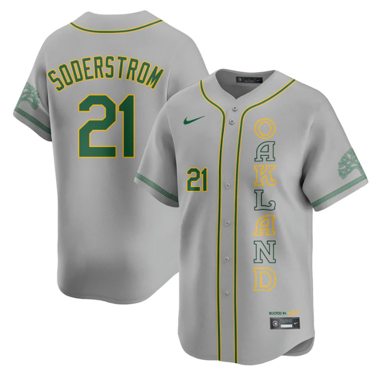 Tyler Soderstrom Jersey #21 Oakland Athletics City Connect Concept Stitched Gray