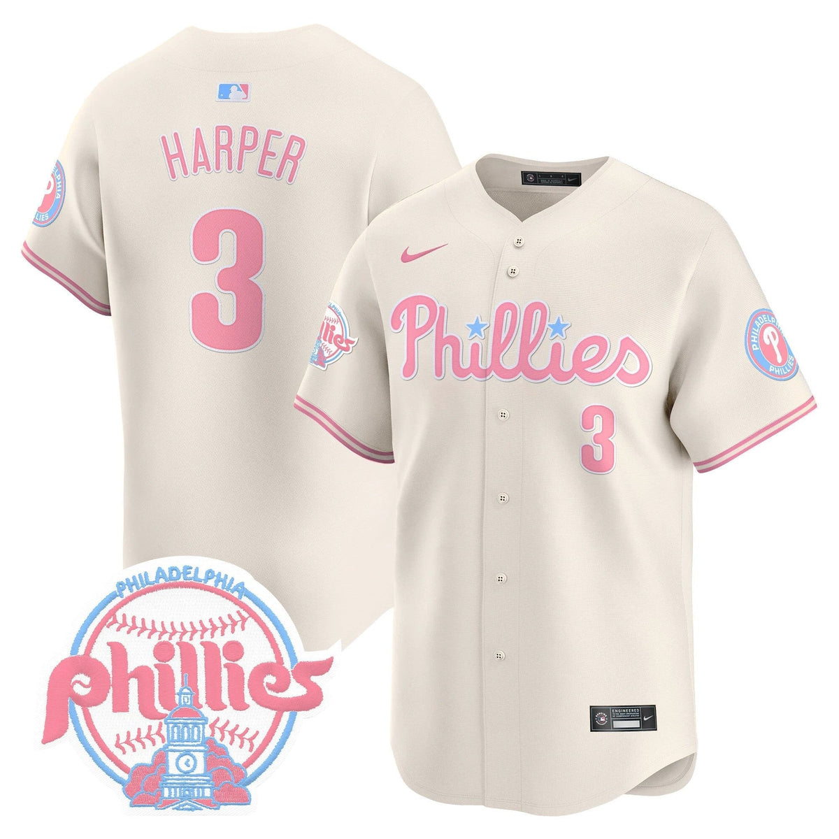 Unisex Philadelphia Phillies Bubblegum Pink Vapor Premier Limited Jersey V2 Al