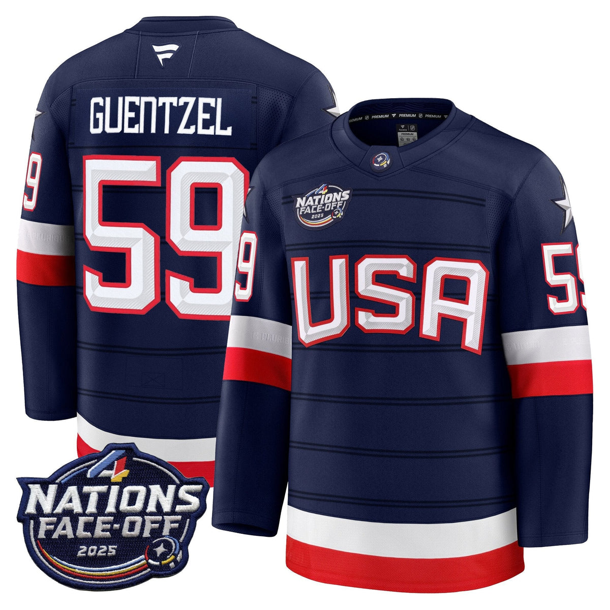 USA 4 Nations Face-Off 2025 Premium Jersey All Stitched