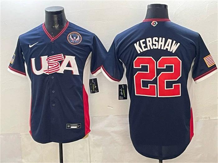 USA Baseball #22 Clayton Kershaw Jersey Navy 2026 World Baseball Classic United