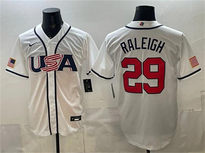 USA Baseball #29 Cal Raleigh Jersey White 2026 World Baseball Classic Home Stadi
