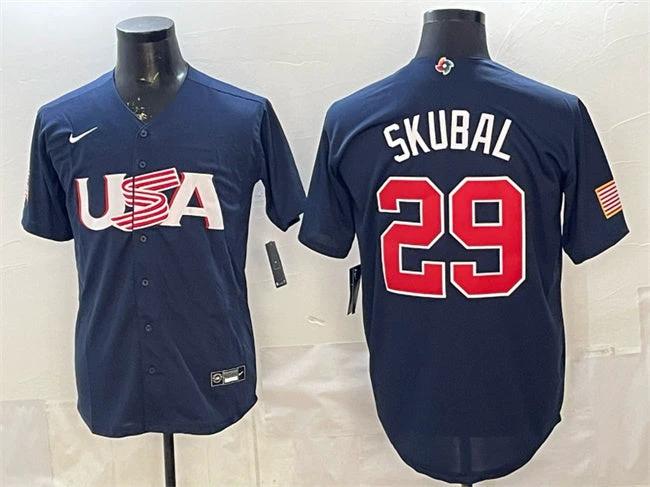 USA Baseball #29 Cal Raleigh Navy World Baseball Classic Stitched Jersey