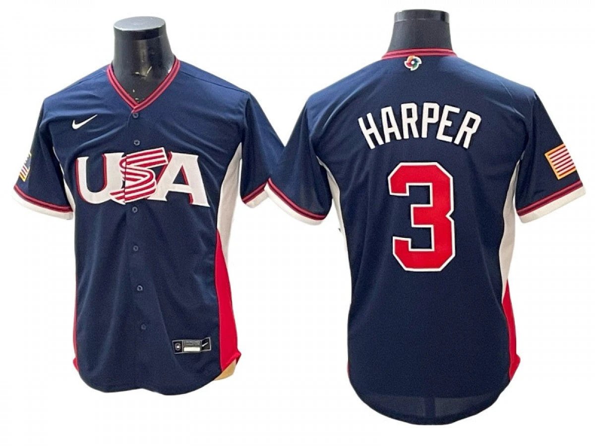 USA Baseball #3 Bryce Harper 2026 World Baseball Jersey