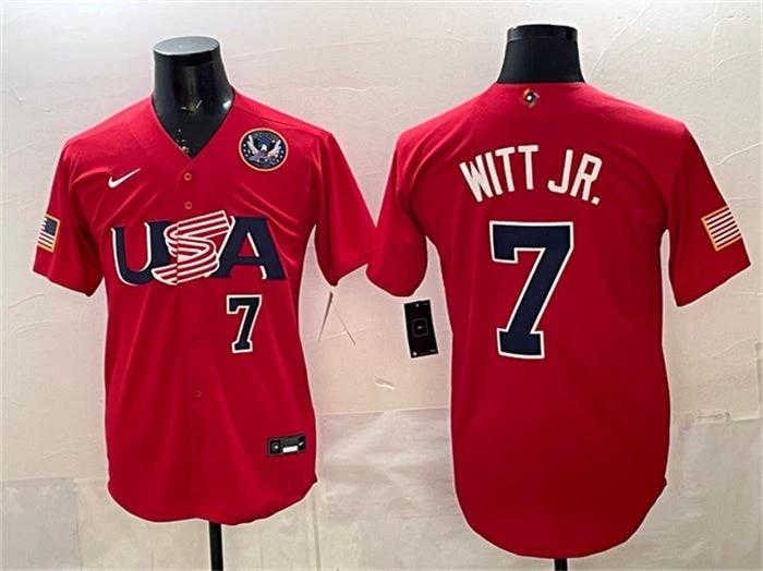 USA Baseball #7 Bobby Witt Jr. Jersey Red 2026 World Baseball Classic United Sta