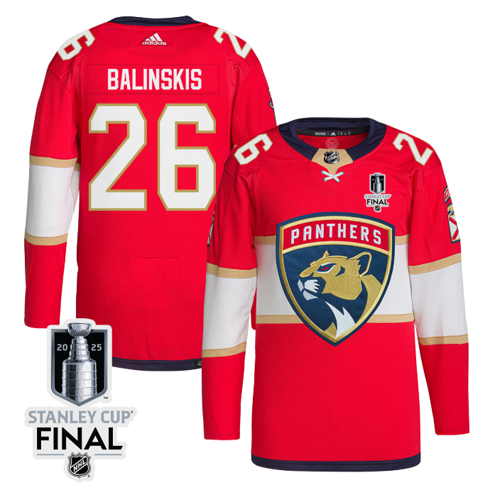 Uvis Balinskis 26 Florida Panthers 2025 STANLEY CUP Final Patch Home Men Jersey