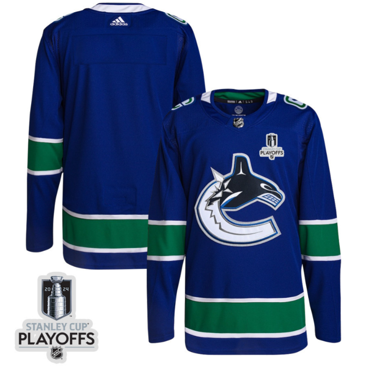 Vancouver Canucks 2024 NHL Playoffs Patch Home Jersey Men, Blue