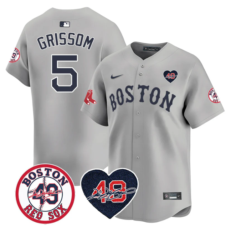 Vaughn Grissom Jersey #5 Boston Red Sox Tim Wakefield Memorial Patch Stitched Gr