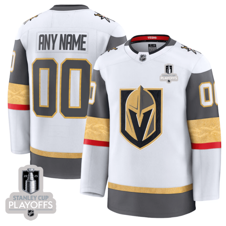 Vegas Golden Knights 2025 NHL Playoffs Patch Away Men Custom Jersey White