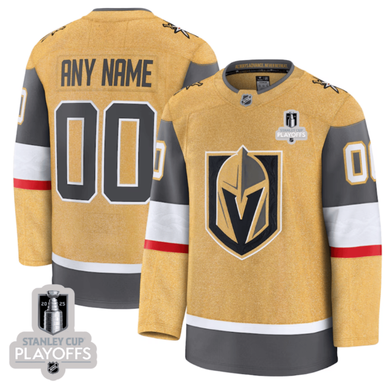 Vegas Golden Knights 2025 NHL Playoffs Patch Home Men Custom Jersey Gold