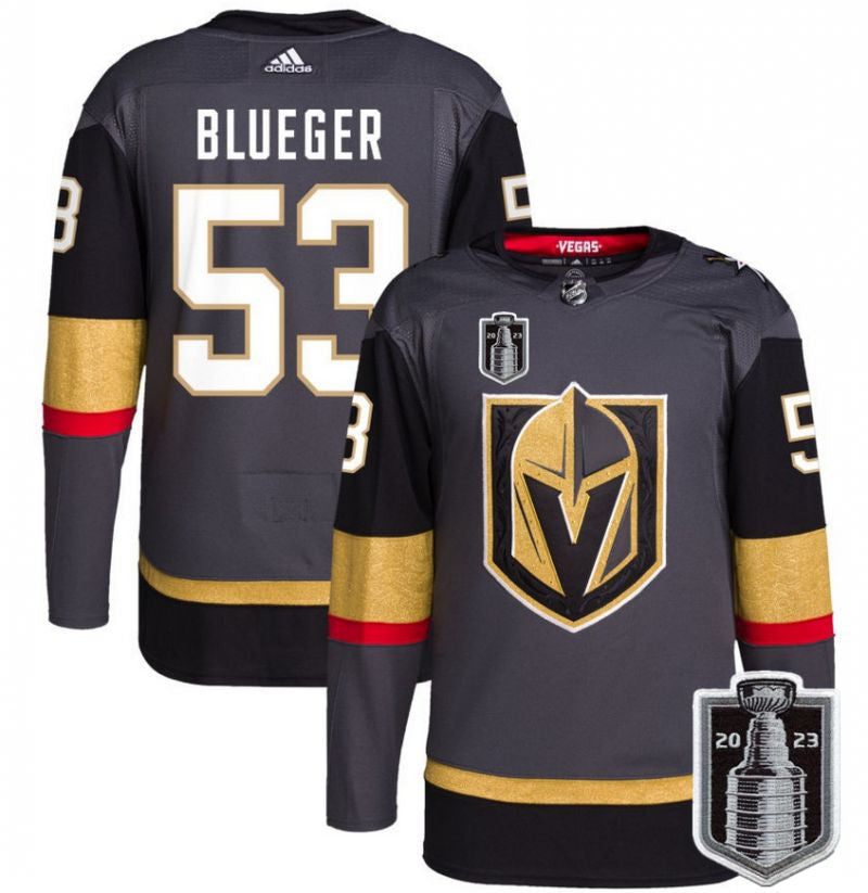 Vegas Golden Knights 53 Teddy Blueger Gray 2023 Stanley Cup Final Stitched Jersey