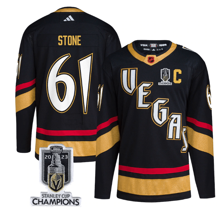 Vegas Golden Knights 61 Mark Stone Black 2023 Stanley Cup Champions Reverse Retro