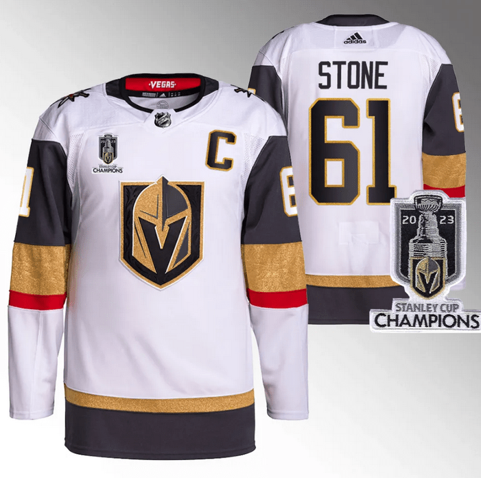 Vegas Golden Knights 61 Mark Stone White 2023 Stanley Cup Champions Stitched Jersey