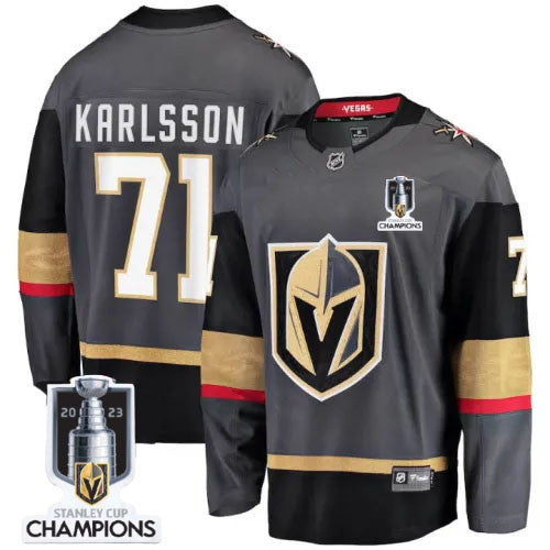 Vegas Golden Knights 71 William Karlsson 2023 Stanley Champions Gray Jersey