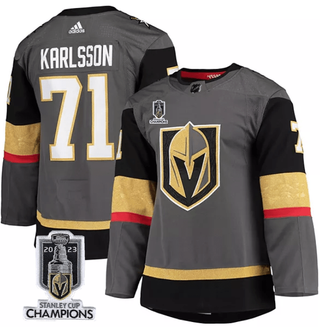 Vegas Golden Knights 71 William Karlsson Grey 2023 Stanley Cup Champions Stitched