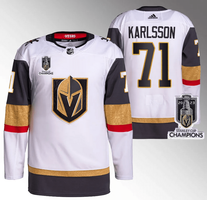 Vegas Golden Knights 71 William Karlsson White 2023 Stanley Cup Champions Stitched