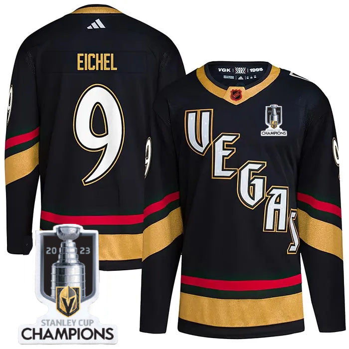 Vegas Golden Knights 9 Jack Eichel 2023 Stanley Champions 2022 Reverse Retro Jersey