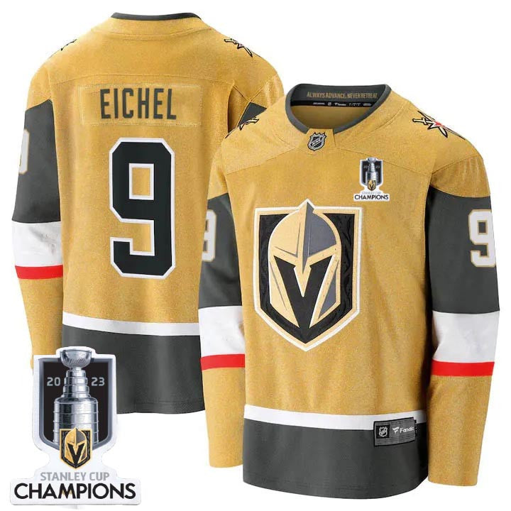 Vegas Golden Knights 9 Jack Eichel 2023 Stanley Champions Yellow Jersey