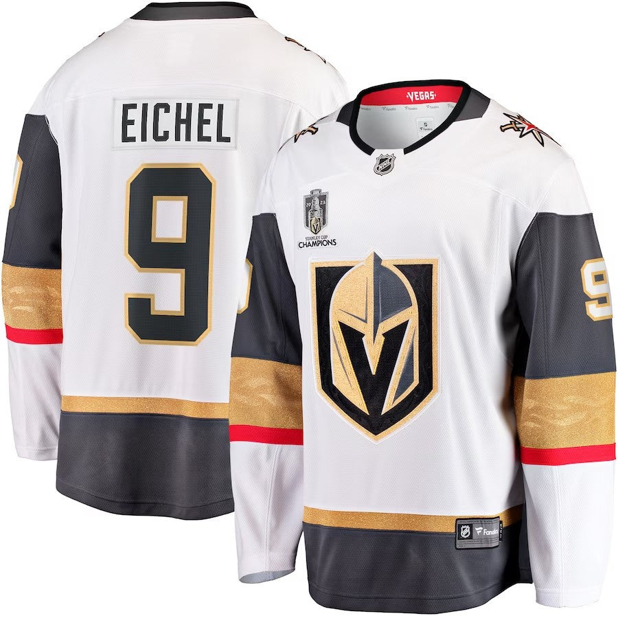 Vegas Golden Knights 9 Jack Eichel 2023 Stanley Cup Champions Away Breakaway Player Jersey White