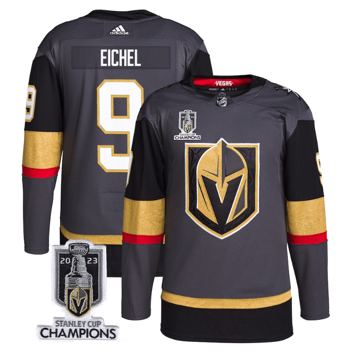 Vegas Golden Knights 9 Jack Eichel Gray 2023 Stanley Cup Champions Stitched Jersey