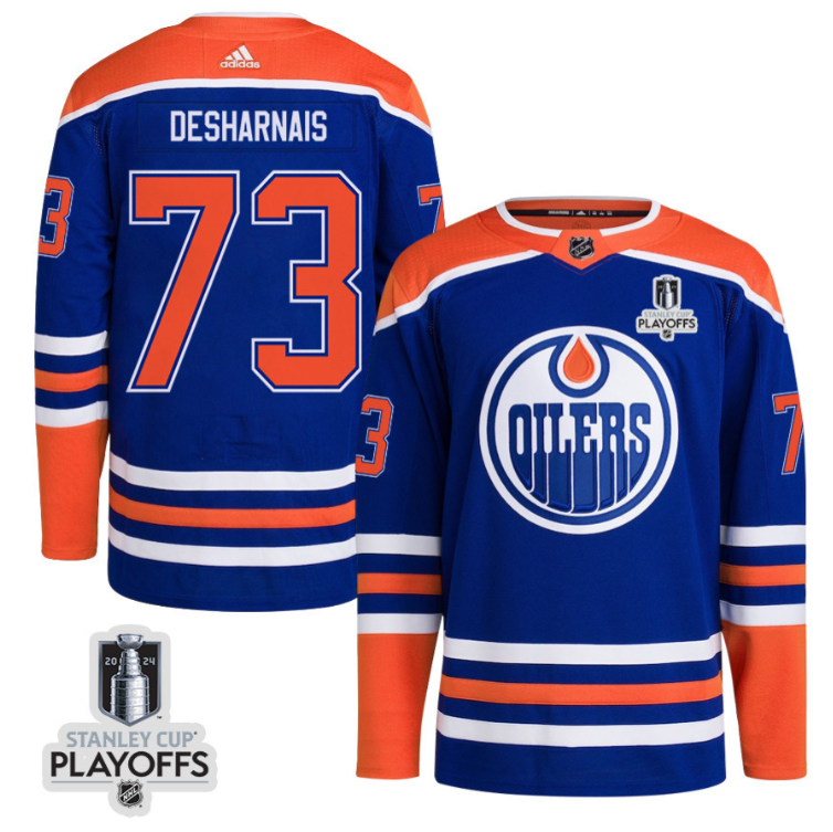 Vincent Desharnais 73 Edmonton Oilers 2024 NHL Playoffs Patch Home Jersey Men