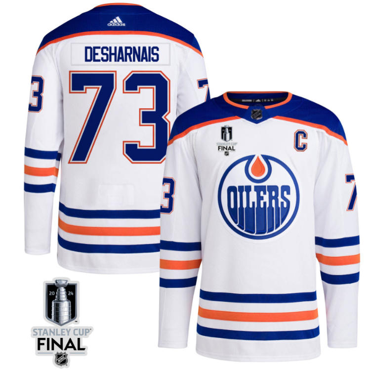 Vincent Desharnais 73 Edmonton Oilers 2024 STANLEY CUP Final Away Jersey Men, Wh