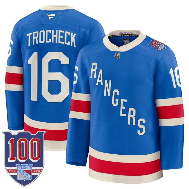 Vincent Trocheck Jersey #16 New York Rangers 1926 Throwback 100th Patch Stitched