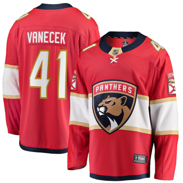 Vitek Vanecek 41 Florida Panthers 2025 Breakaway Player Men Jersey Red