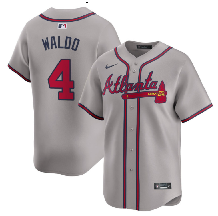 WALDO #4 Atlanta Braves Road Gray Jersey All Stitched