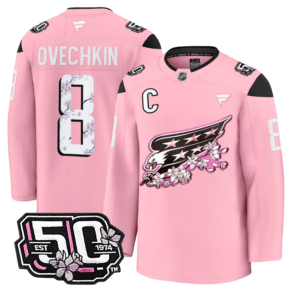 Washington Capitals 50th Anniversary Cherry Blossom Premium Jersey All Stitche