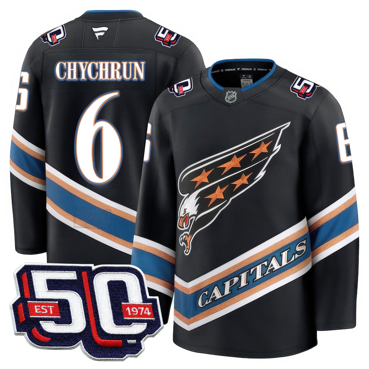 Washington Capitals 50th Anniversary Premium Jersey All Stitched
