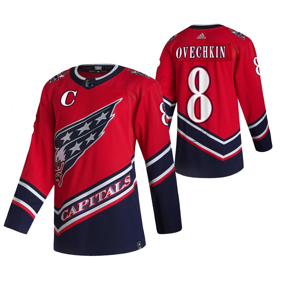 Washington Capitals 8 Alexander Ovechkin Red Mens Adidas 2020 21 Reverse Retro Alternate Nhl Jersey