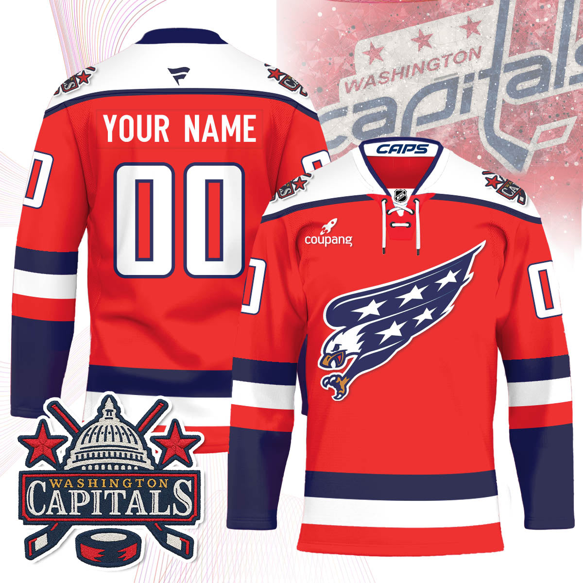 Washington Capitals Screaming Eagle Hockey Custom Jersey All Stitched